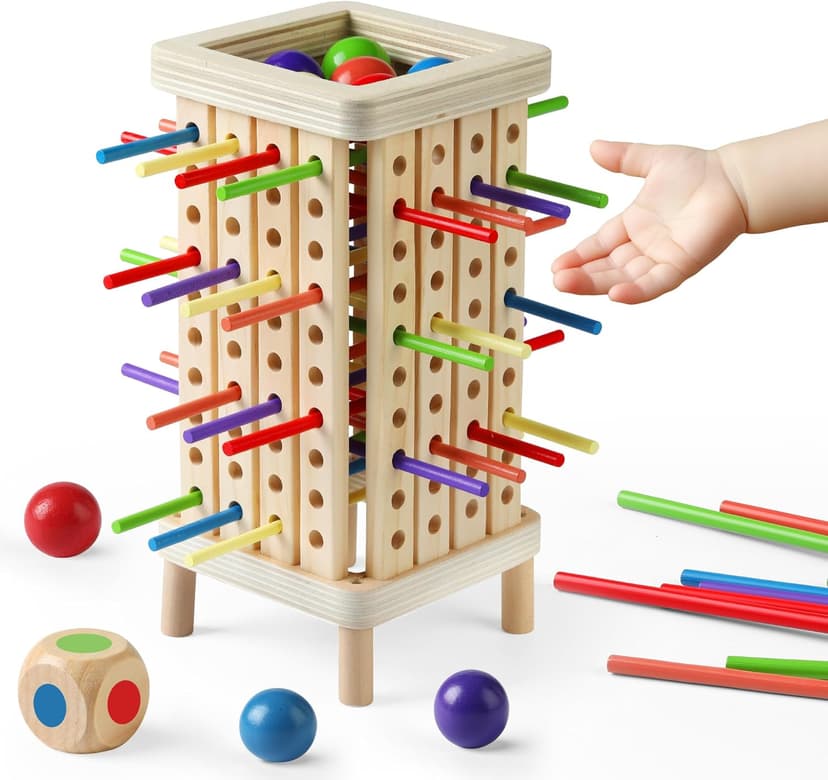 Montessori Game Wooden Board Game, Multiplayer for Kids 4-8, Math Educational, Fine Motor Skill Toy for Girls Boys, Classic Fun Games for Age 3 4 5 6 7 8 Girls Boys Gifts