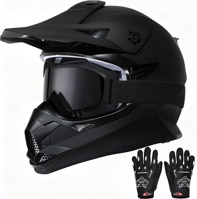 Kids Dirt Bike Helmets Youth ATV Helmet, Kids Motocross Helmet for Off Road, UTV, BMX, Street Riding Motorcycle Helmet with Goggles Gloves, DOT Approved