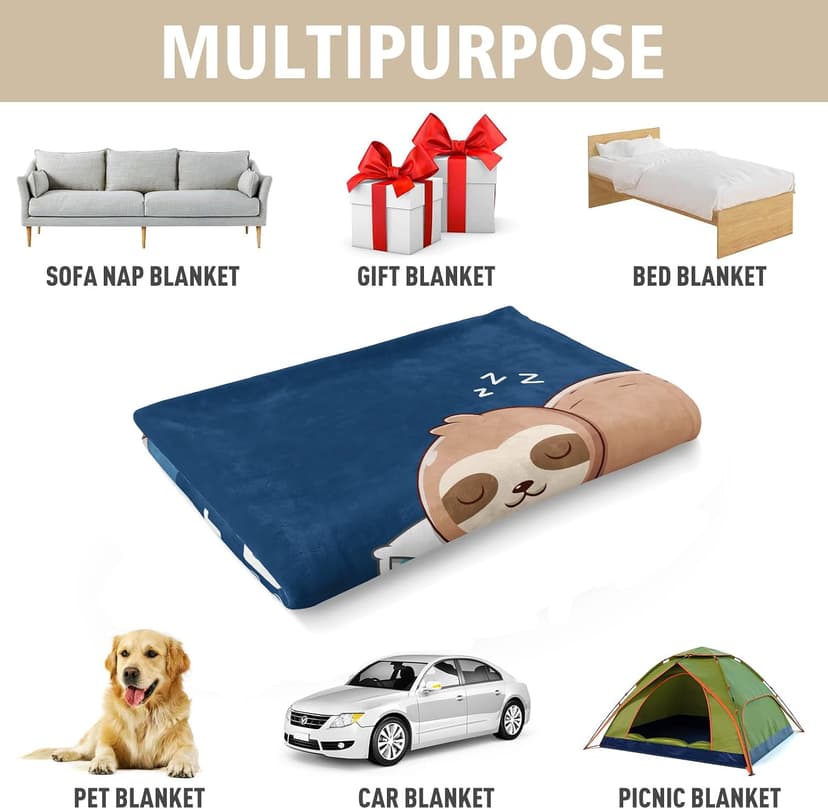Husband Birthday Gift, Anniversary Christmas Fathers Day Wedding Gifts for Husband from Wife Funny Gifts for Husband, Husband is Charging Sloth Blanket, 60" x 50" B0DNMGNFVF