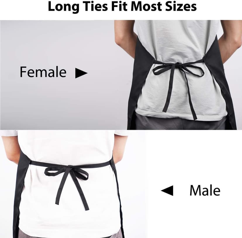 YIKA® Apron Couples, Christmas Gifts for Couples: Waterproof Aprons for Women Men, with Adjustable Neck Strap with Extra Long Ties, 2 Pockets (Black)