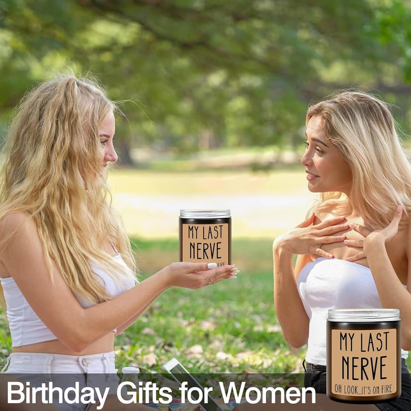 Homsolver Birthday Gifts for Women, Funny Friendship Gift for Best Friend - My Last Nerve Lavender Candle - Unique Birthday Gifts for Women, Her, Mom, BFF, Sister