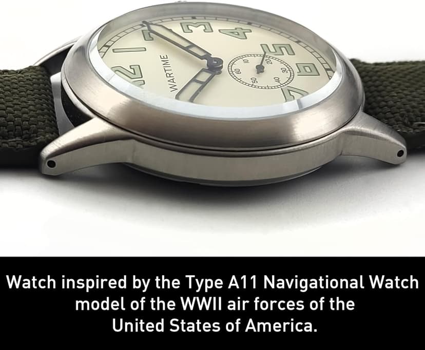 WTI WORLD TIME INTERNATIONAL WARTIME | WW2 Military Watch – Vintage USAAF Watch, Swiss-Quartz Movement with Canvas strap and leather lining, 10 ATM Water Resistant. The Perfect WW2 Memorabilia. Mens Watches for Ever