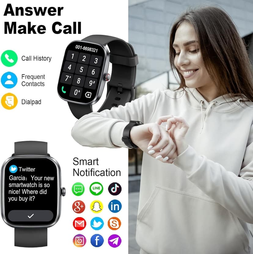 Soudorv Smart Watch for Men Women, 2026 New Smartwatch(Answer/Make Call) , 1.91" Fitness Watch with 120+ Sport Modes, Fitness Tracke with Pedometer/Sleep Monitor/Heart Rate/IP68, for Android/iPhone Black