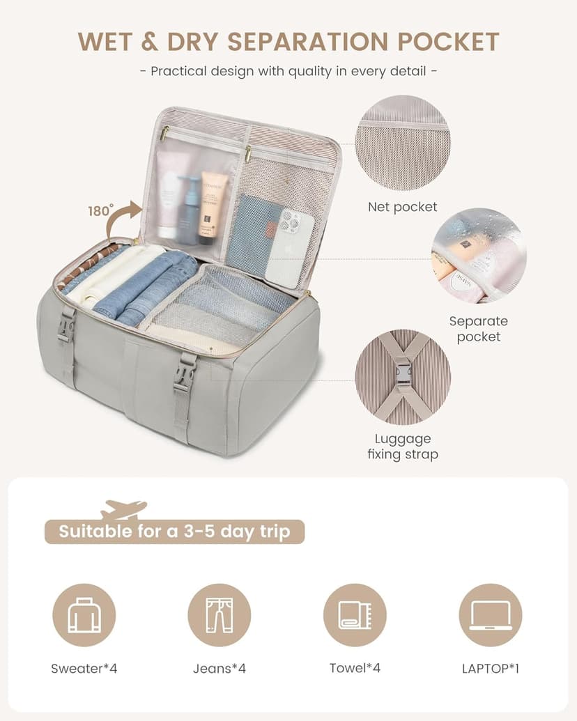 LOVEVOOK Large Travel Backpack for Women, 40L TSA Approved Backpack with 3 Packing Cubes, Personal Item Bag Fits 17" Laptop, Water-resistant Carry On Bag for Airplanes