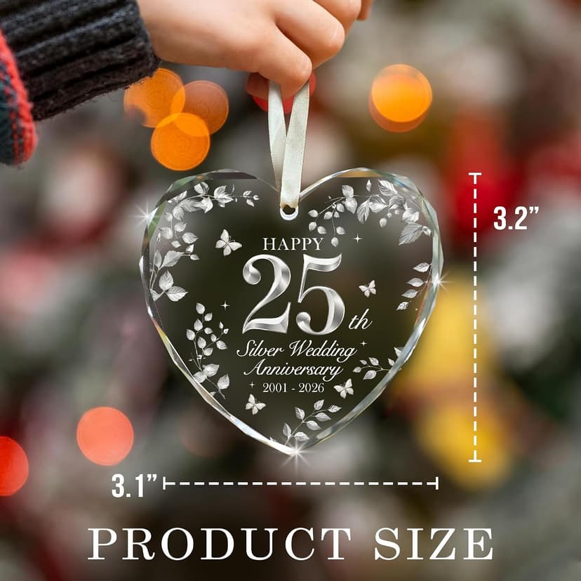 25th Wedding Anniversary Ornament 2001–2026, Silver Anniversary Wedding Gifts Keepsake, 25 Year Anniversary Marriage Gift for Couple, Wife, Husband B0G8KSNVCM