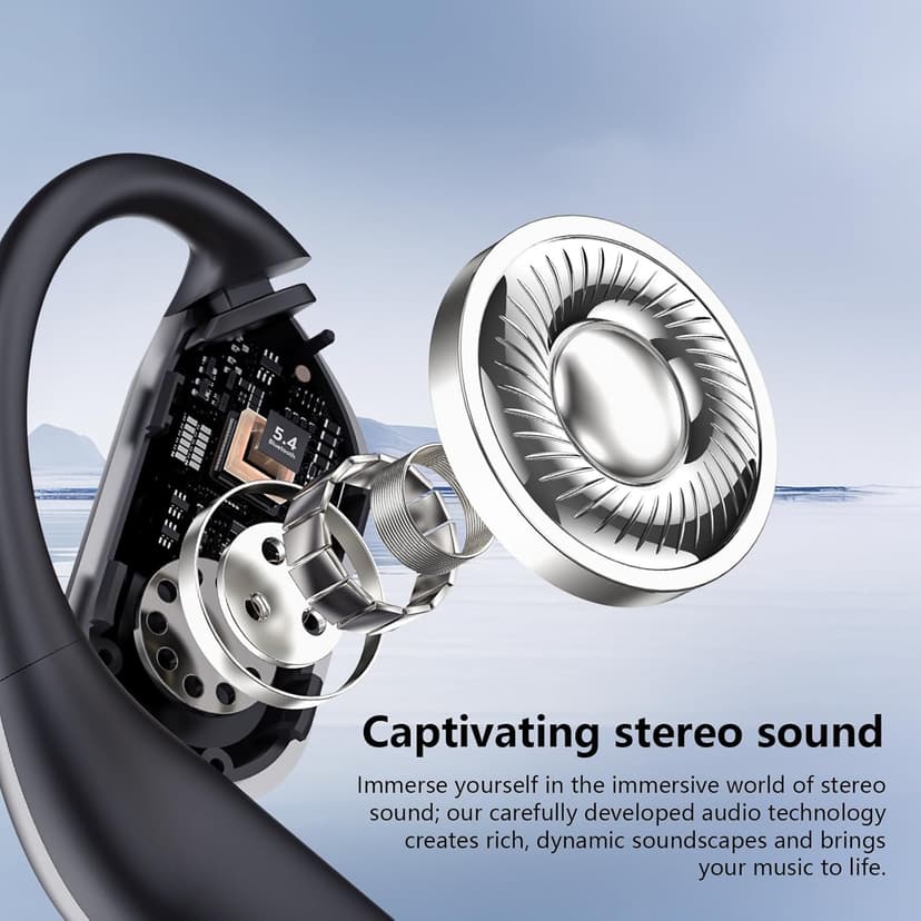 Open Ear Wireless Earbuds Headphones, Bluetooth Built-in Mic,Waterproof, LED Display Charging Case,on Ear Hooks clip Ear Buds，Ultra-Comfort Earphones Design for Running Fitness workout office gym