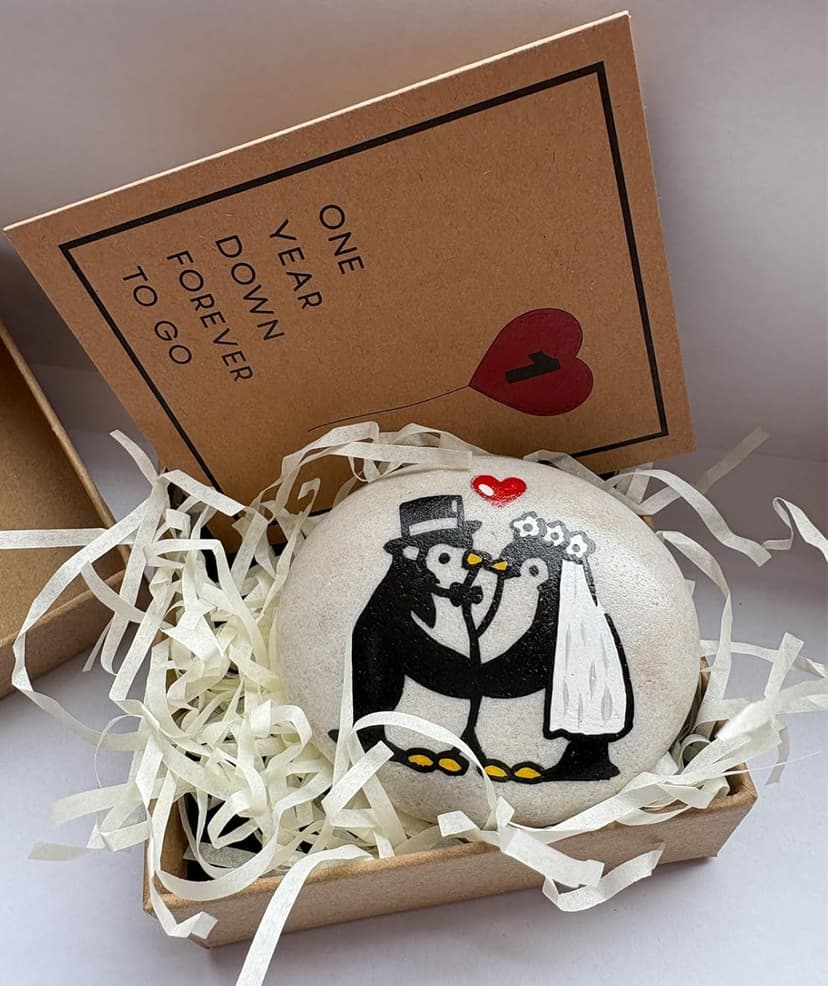 mqajdv Penguin Groom Gift from Bride – To My Husband on Our Wedding Day – Thoughtful Marriage Keepsake for Husband from Wife-to-Be – Unique Big Day Gift with Card