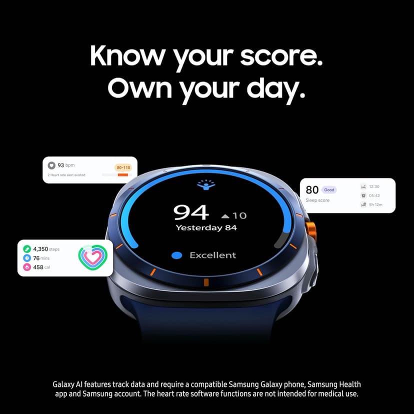 Samsung Galaxy Watch Ultra (2025) 47mm LTE Smartwatch, Titanium Casing, Advanced Sleep Coaching, Running Coach, Energy Score, Heart Rate Tracking, GPS, Titanium Silver [US Version, 2 Yr Warranty]