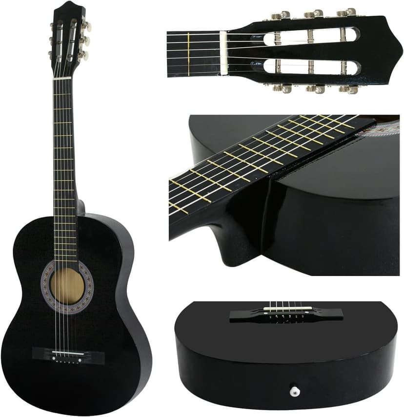 Smartxchoices 38" Acoustic Guitar Bundle Kit for Starter Beginner Music Lovers, 6-String Folk Guitar with Gig Bag, Extra Set Steel Strings, Strap, Pitch Pipe and Pick (Black)