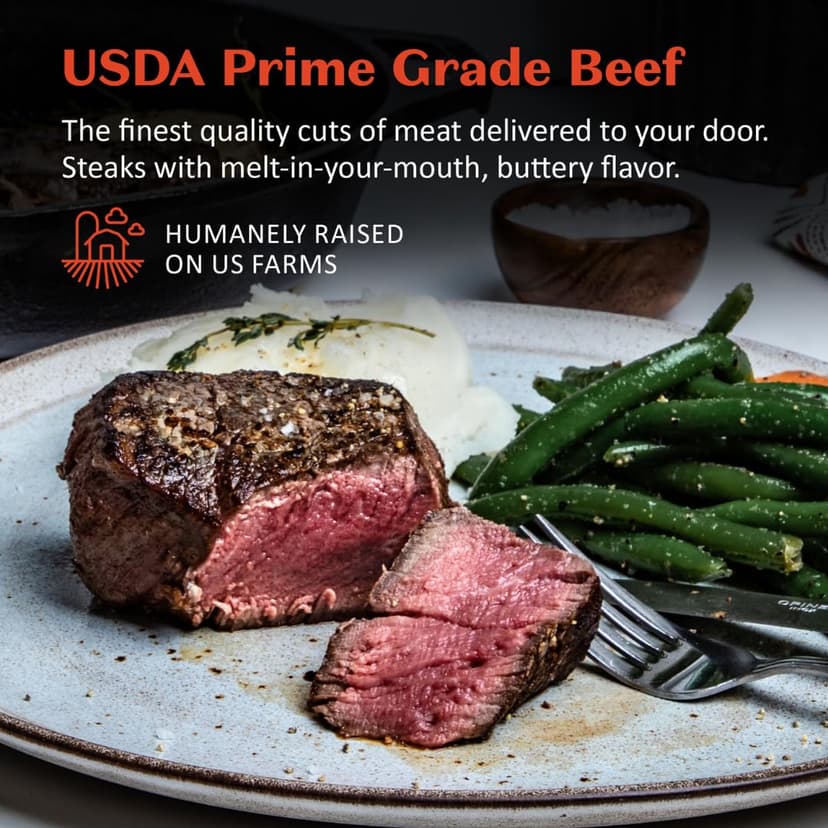 MeatWorks USDA Prime 8 Steak Assortment Box - (4 x (12 oz.) Ribeye, 2 x (12 oz.) NY Strip, 2 x (8 oz.) Filet Mignon) - Steak Gifts for Men