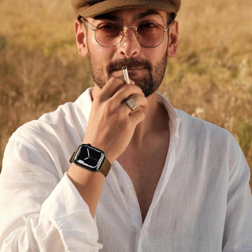 EDIMENS Leather Bands Compatible with Apple Watch 46mm 45mm 44mm 42mm(Series 1 2 3) Band Men Women, Vintage Genuine Leather Wristband Replacement Band Compatible for Apple Watch iwatch Series 10 9 8 7 6 5 4 SE