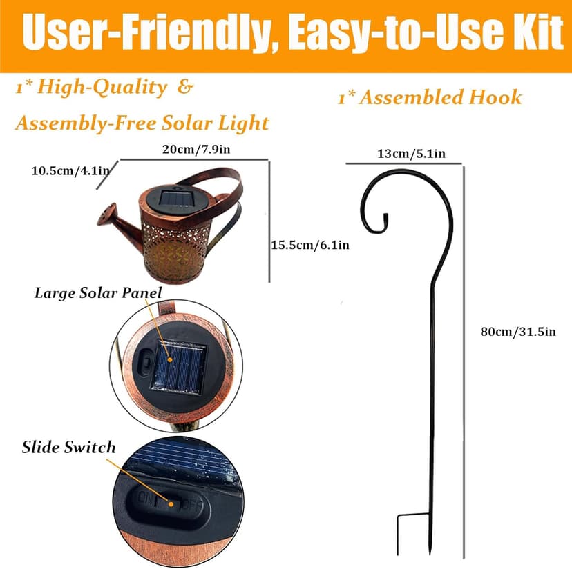 Unique Birthday Gardening Gifts for Women,Metal Solar Lanterns Outdoor Waterproof,Yard Art Cascading Lights,Patio Lawn decor Merrytech Solar Watering Can Light,Garden Decor Gifts for Mom Grandma Large B099FKMHQN