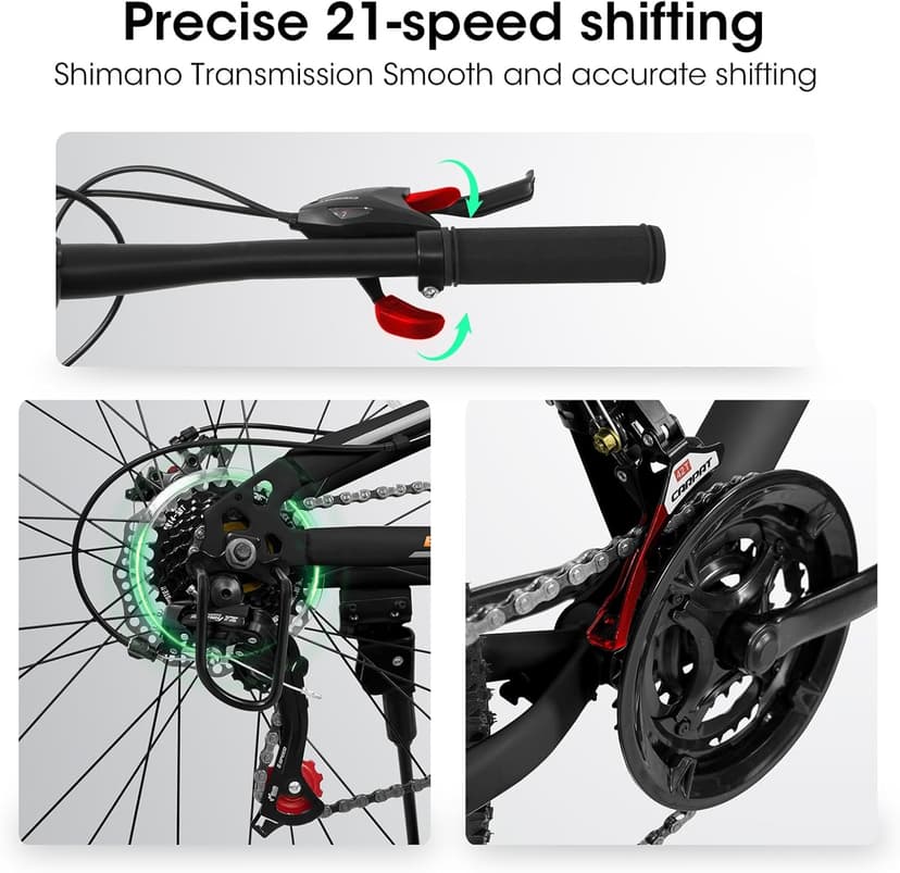 Mountain Bike 24/26/27.5 Inch,Full Suspension, 21-Speed Disc Brake,Carbon Steel Adult Sport Bicycle for Mens Womens