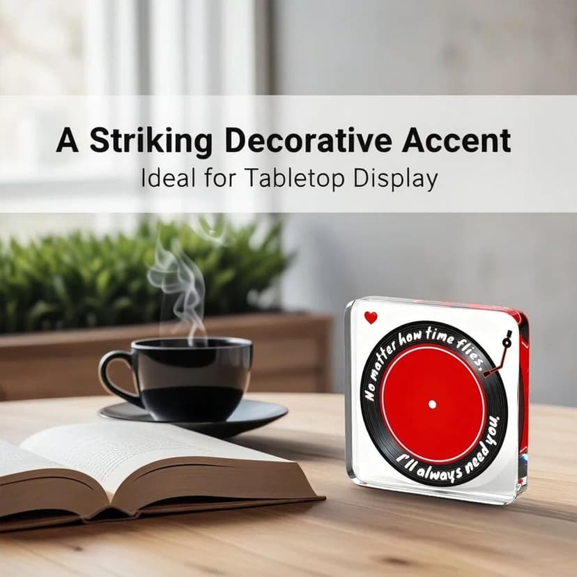 Heartwarming Gift for Husbands, Boyfriends, Couples & Retro-Style Fans, Ideal for Valentine's Day, Birthdays, Christmas, Anniversaries & Home Décor - Romantic Vinyl Record Acrylic Decor(Black and red)