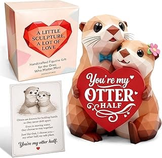 Anniversary Birthday Gifts for Women Men I Love You Wedding Romantic Gift for Wife Husband Couples,Hand-Painted Sculpture Gifts for Women Her Girlfriend Wife Husband BF Men Him Otter Figurines B0GDCT2WCC