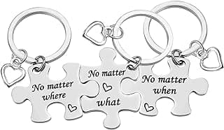 Ciyumu Best Friend Keychain Set Sisters Brothers Keychain No Matter Where What When Puzzle Keychains Set of 3 Long Distance Relationship Gifts Friendship Gifts for Family Teens Birthday Graduation Gift