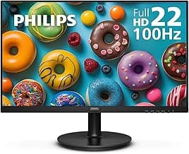 Philips 221V8LB 22 inch Class Thin Full HD (1920 x 1080) Monitor, 100Hz Refresh Rate, VESA, HDMI x1, VGA x1, LowBlue Mode, Adaptive Sync, 4 Year Advance Replacement Warranty