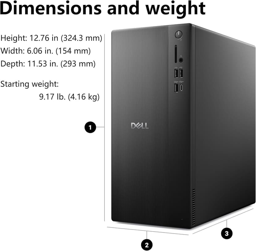 Dell Vostro Desktop Computers Tower PC for Home Business Student, 14th Gen Intel 4-Core Processor, 16GB DDR5 RAM, 1TB PCIe SSD, WiFi 6, Bluetooth, DisplayPort, HDMI, Type-C, Windows 11 Pro