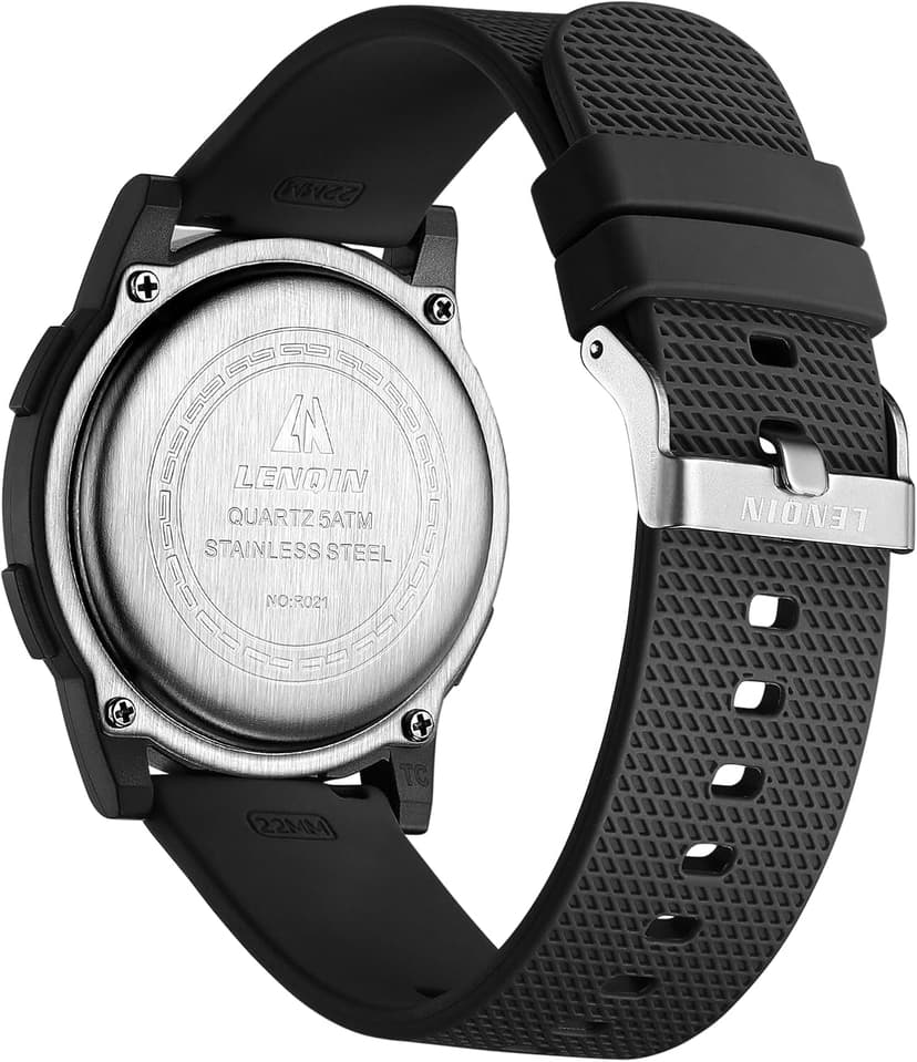 HANPOSH Mens Digital Watch Ultra Thin Minimalist Sports Waterproof Outdoor LED Screen Large Face Wrist Watches for Men with Back Light Alarm Date Stopwatch