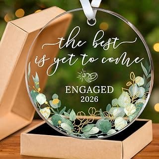 HEXMOZ Engagement Gifts for Couples - Engagement Gift for Newly Engaged Couples, Women, Fiance, Her - Bride to Be Gifts, First Christmas Just Engaged Acrylic Ornament 2025 - Party Decorations