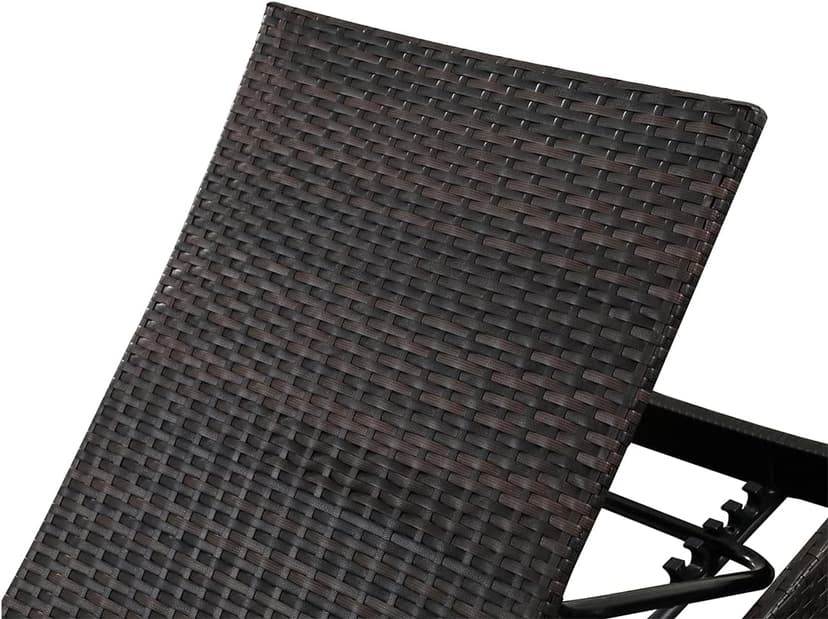 79'' Long Reclining Chaise Lounge Set (Set of 2), Outdoor Wicker Reclining Lounge Chair Patio Rattan Double Chaise Lounge Lawn Sunbathing Chairs Beach Pool Backrest Recliners (Set of 2)