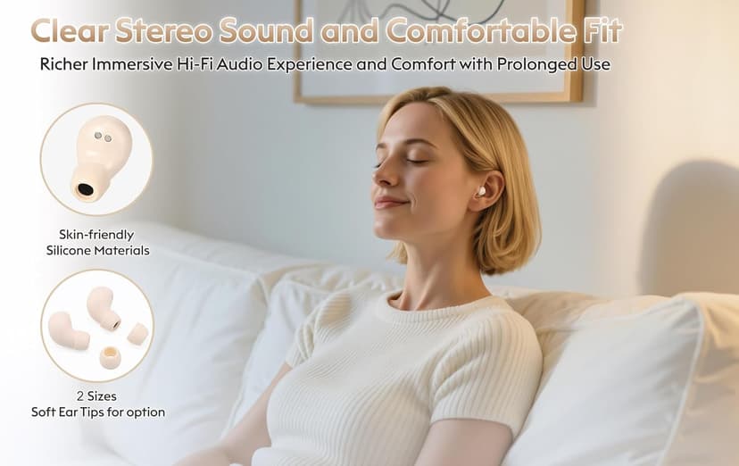Nsiucion Smallest Sleep Earbuds for Side Sleepers, [Upgrade 2026 Version] Ultra-Comfort & Lightweight Wireless Mini Sleep Headphones, No Low Battery Beep Noise Isolation Ear Buds for Sleeping Working