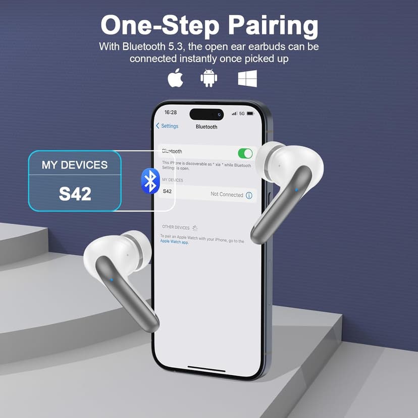 Wireless Bluetooth 5.3 Earbuds for iPhone 17 Pro Max Air 16 Pro 16e 15 Plus Pixel 10 9 8 Pro XL 9a 8a 7 Bluetooth Headphones 60H Playback LED Power Display in Ear Earphones with Microphone for Sports