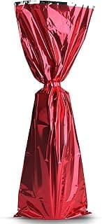 MT Products Metallic Mylar Wine Red Gift Bags for Bottles Sparkle Look - Great for a Wine Pull - (25 Pieces) (Ribbon and Rope Not Included)