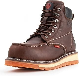 SUREWAY 6” Mens Heavy Duty Steel/Composite/Soft Toe Work Boots for Men,Comfortable & Durable,Goodyear Welt,Full Grain Leather,Oil/Slip Resistant,Wedge Moc Toe Industrial Construction Boots/Shoes