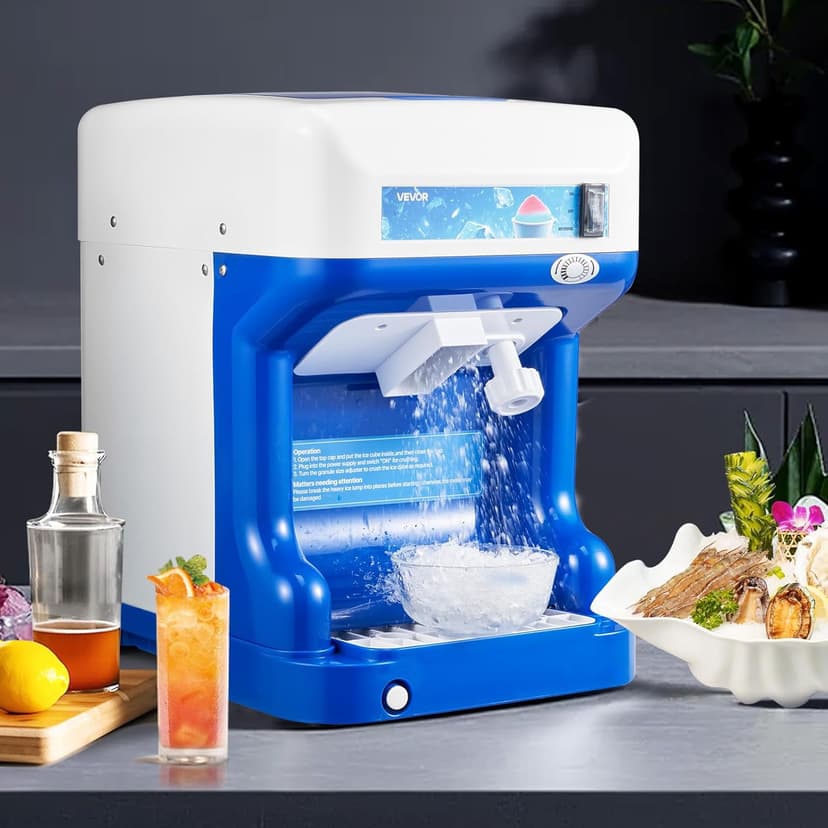 VEVOR Commercial Ice Shaver Crusher,286lbs Per Hour Electric Snow Cone Maker with 2L Ice Cube Box, 250W 1500RPM Tabletop Shaved Ice Machine for Parties Events Snack Bar, Home and Commercial Use (Blue)