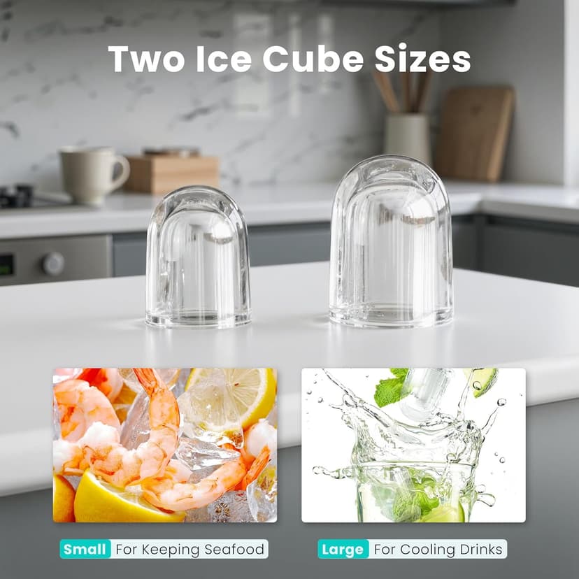 OLIXIS Countertop Ice Maker Machine with Handle, Auto-Cleaning Portable Ice Maker with Basket & Scoop, 26lbs in 24Hrs & 9 Ice Cubes in 6 Mins, 2 Ice Cube Sizes, for Home Party Camping RV, Black