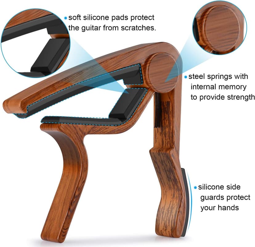 MOREYES Guitar Picks Capo Guitar Tuner Clip on for Acoustic Ukelele Bass Classical Guitar