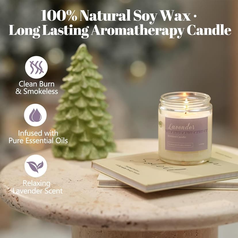 Lavender, Jasmine, Vanilla, Sage, Sandalwood Rose & Eucalyptus Mint. 42 oz 300 Hour Burn for Home, Baths, Yoga & Self-Care Scented Candles Gift Set for Women, 6-Pack Aromatherapy Candles for Home B0CHYWN5W6