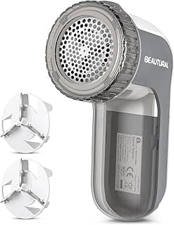 BEAUTURAL Fabric Shaver and Lint Remover, Sweater Defuzzer with 2-Speeds, 2 Replaceable Stainless Steel Blades, Battery Operated, Remove Clothes Fuzz, Lint Balls, Pills, Bobbles Gray