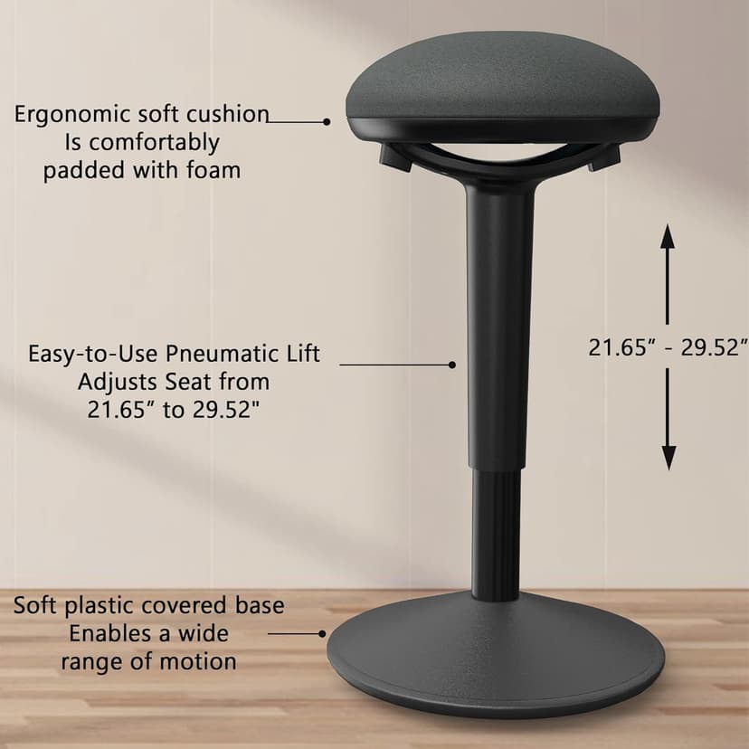 Standing Desk Chair with 360-Degree Standing Desk Chair with Memory Foam Seat Cushion, Lightweight & Flexible