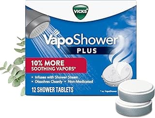 Vicks, VapoShower Plus, Shower Steamers, Eucalyptus Shower Steamer & Menthol Scent, Clean Dissolving Vapor Shower Tablets, Aromatherapy Shower Steamer & Shower Bombs, 12 count