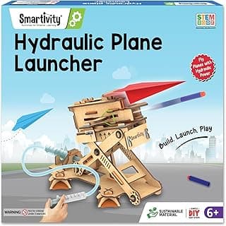Smartivity 2in1 Hydraulic Airplanes & Darts Launcher STEM Toy for Kids Ages 6-14 Years I Cool Birthday Gifts for Boys & Girls | DIY Science STEM Kit for 6, 8,10,12,14 Years I Engineering Game