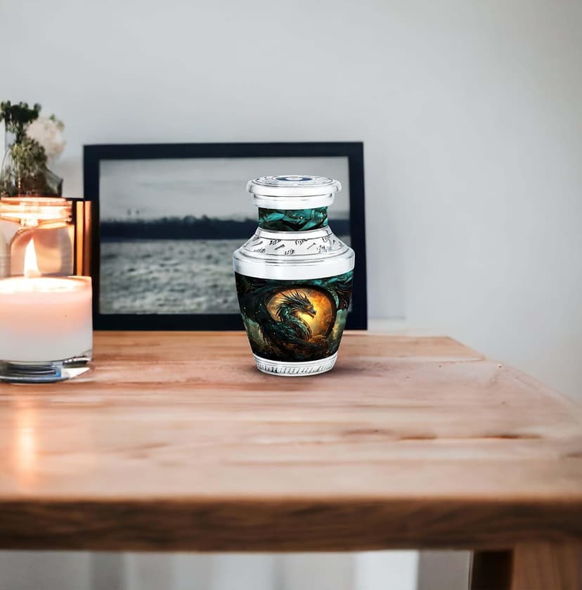 Guardian Dragon of The Mystic - Pack of 1 - Memorial Burial Urn - Decorative Urns - Small Ashes Keepsake for Sister - Small Keepsake Urn for Mom & Dad Ashes - Cremation Urns for Male & Female B0D4R1JV2X