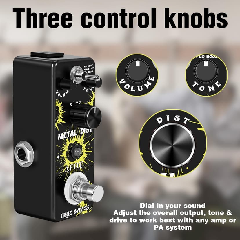 AFOT Vintage Distortion Pedal, Metal Distortion Pedal 3 Working Modes, Warm Smooth Wide Range of Vintage Distortion Sound, Mini Effect Pedal True Bypass