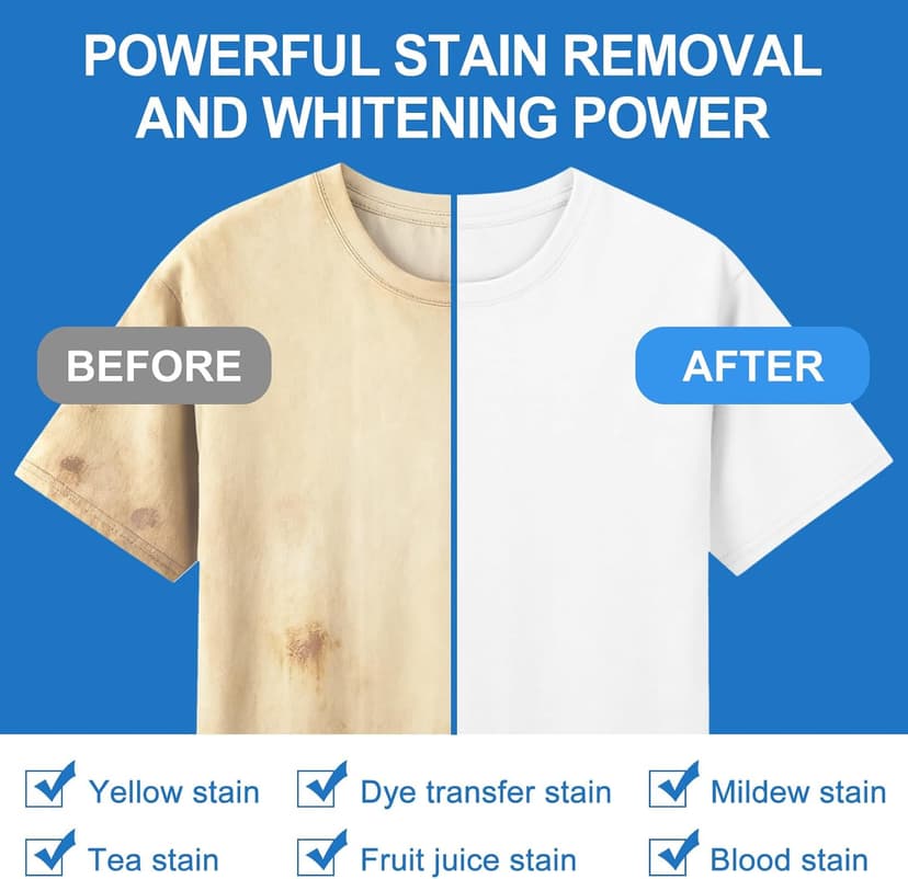 Binbata 2-in-1 Whitening Laundry Detergent Sheets 40 Loads, Unscented Hypoallergenic Eco Laundry Bleach Sheets Apply for white clothes, Effectively Remove Yellowing & Greying, Safe for Sensitive Skin