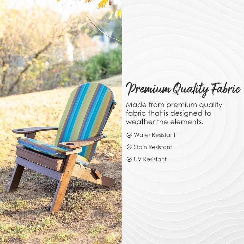 RSH DECOR Outdoor Chair Cushions Tufted Adirondack Chair Cushion Blue Tan Crab 42.5 x 21, Rocking Chair Cushion Pad, Patio Furniture Cushions for Porch or Deck, Made in USA