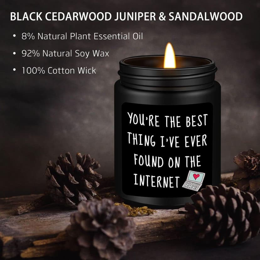 Anniversary Birthday Gifts for Men, Gifts for Boyfriend, Funny Romantic Wedding Gift for Men, Him, Boyfriend, Husband, Best Friends, Lover, Black Cedar Juniper Sandalwood Candle