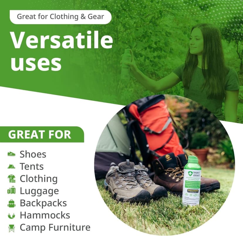 Insect Shield Premium Permethrin Spray - Tick, Flea, Fly, Mosquito, Chigger, Spider & Bed Bug Repellent for Clothing, Gear, Furniture, & Tents, Last up to 60 Days, Clear, 6 Oz Aerosol