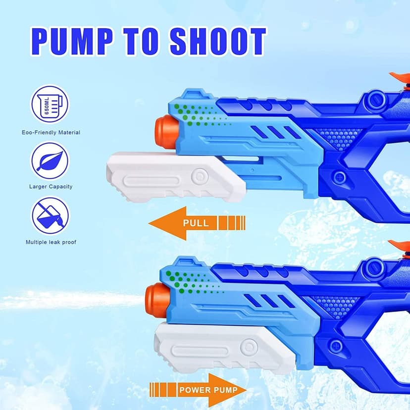 Quanquer 3 Pack Water Guns for Kids Adults - 600CC Squirt Water Toy Gun Super Blaster Soaker Long Range High Capacity Swimming Pool Beach Outdoor Fighting Toy for Boys Girls (Blue)