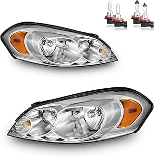 Headlights Assembly W/Bulbs for 2006-2013 Chevy Impala for 14-16 Chevy Impala Limited, 06-07 Chevy Monte Carlo Headlamp Replacement Pair