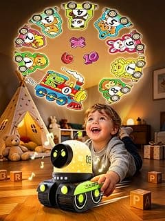 Montessori Car Toys for 1-3 Year Old Boys, Learning Toddler Birthday Gifts,15 White Noise Sounds,Remote Timer Rechargeable Montessori Toys for Boys 1-3 Year Old Gifts,19 Films Train Projector Light B0H1QJXVGG