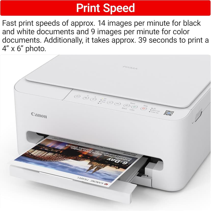 Canon PIXMA TS4320 Wireless Color Inkjet Printer for Duplex Printing, White – Cost Efficient Home Printer with Copier/Scanner, Compact Design, Easy Setup, 1 Year Limited Warranty