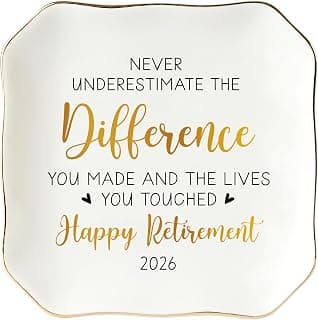 Retired Gift for Coworker, Boss, Employee, Teacher, Nurse- 4.5"x4.5" Ceramic Jewelry Dish Tray HEXMOZ Retirement Gift for Woman - Retirement Gifts for Women 2026 B0FHHB1FR5