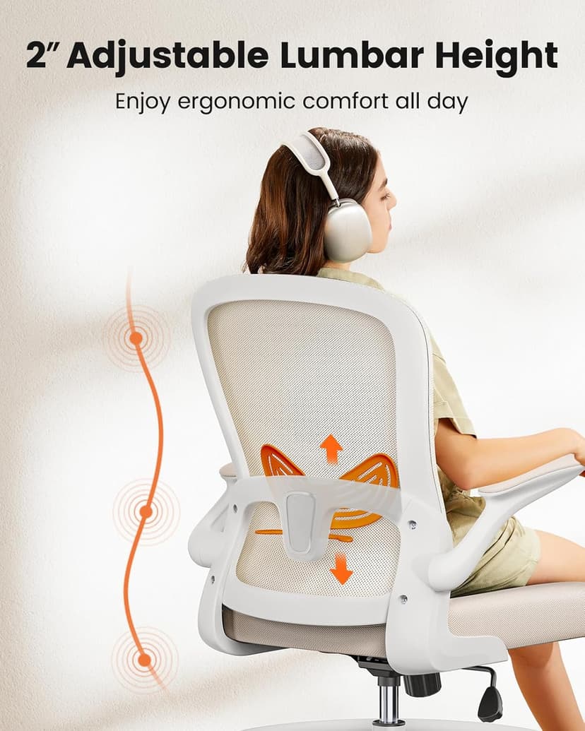 ErGear Drafting Chair,Tall Office Chair with Flip-Up Armrests, High Desk Chair Adjustable Height and Adjustable Footrest Ring, Ergonomic Standing Desk Chair with Lumbar Support, Khaki