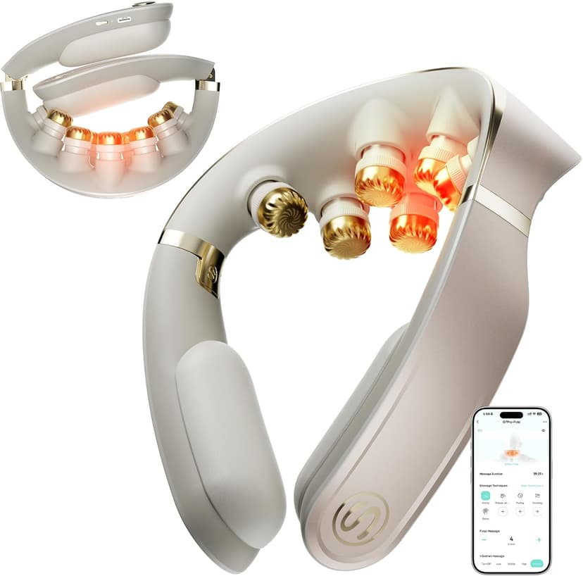HSA Soothes Tech Neck from Long Screen Time, Infrared Red Light, 9 Massage Heads, 11 Modes, Portable Cordless Labor Day Gifts SKG G7 Pro Fold 3.0 FSA Neck Massager with Heat for Office B0GCFPRJJ4